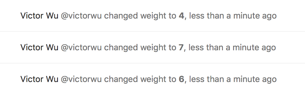 System note for adding issue weight