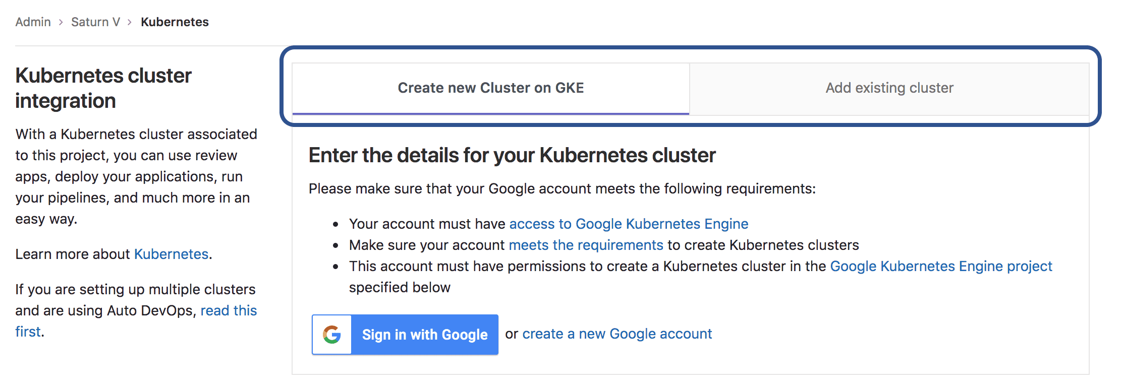 Improved Kubernetes Cluster page design