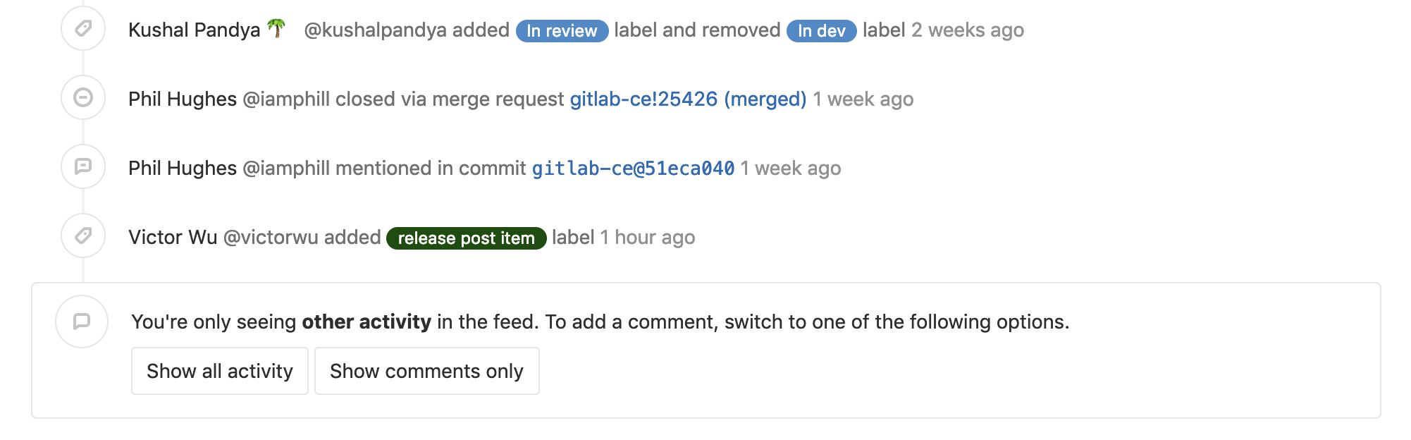 Quickly comment when filtering issue activity
