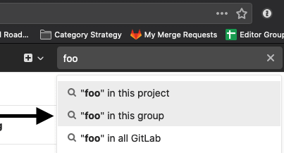 Search in a group from a project in the search box dropdown