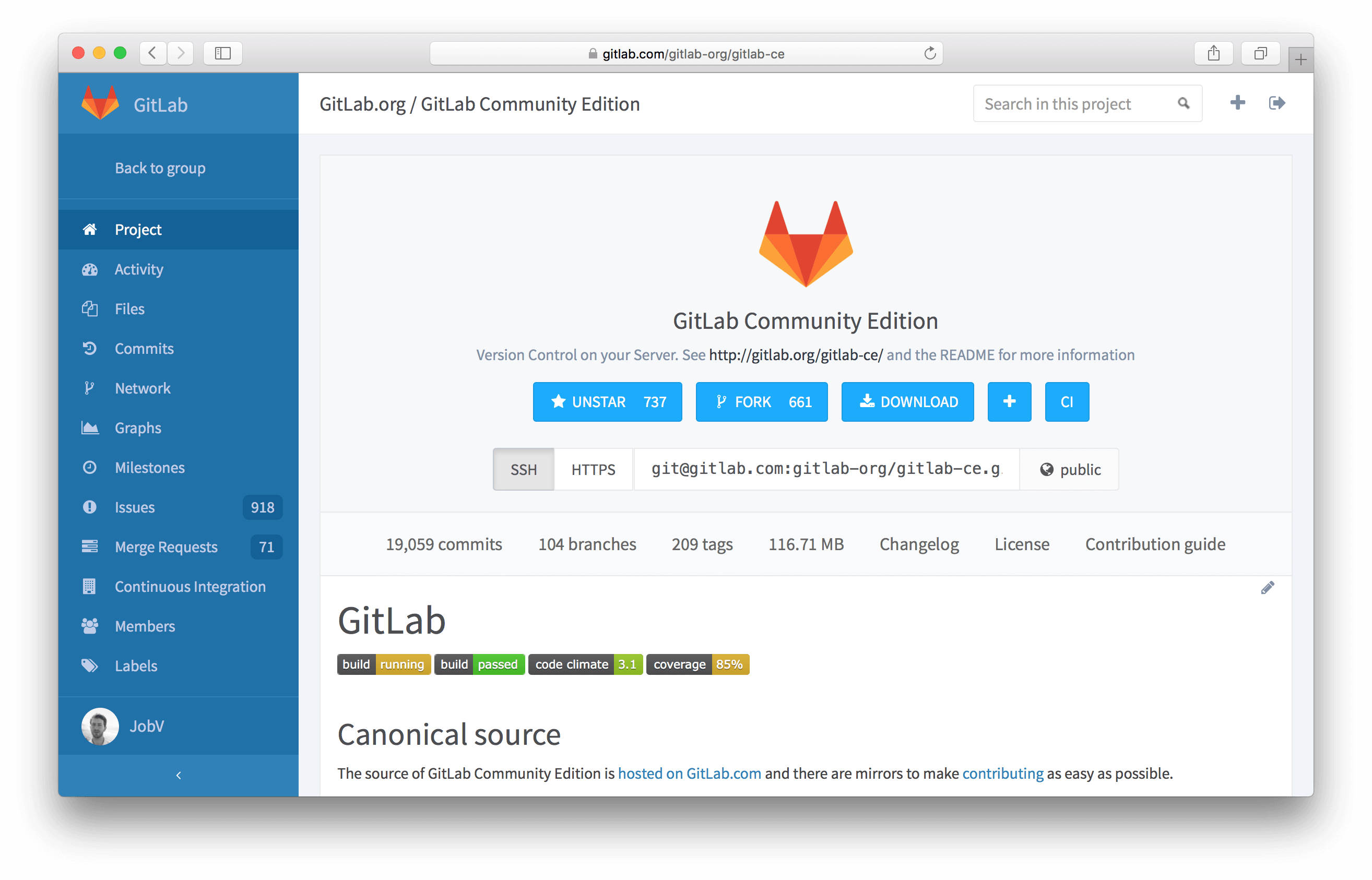 GitLab 8.0 project