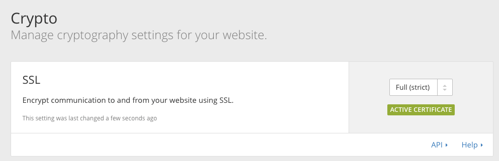 Set Cloudflare SSL to full strict