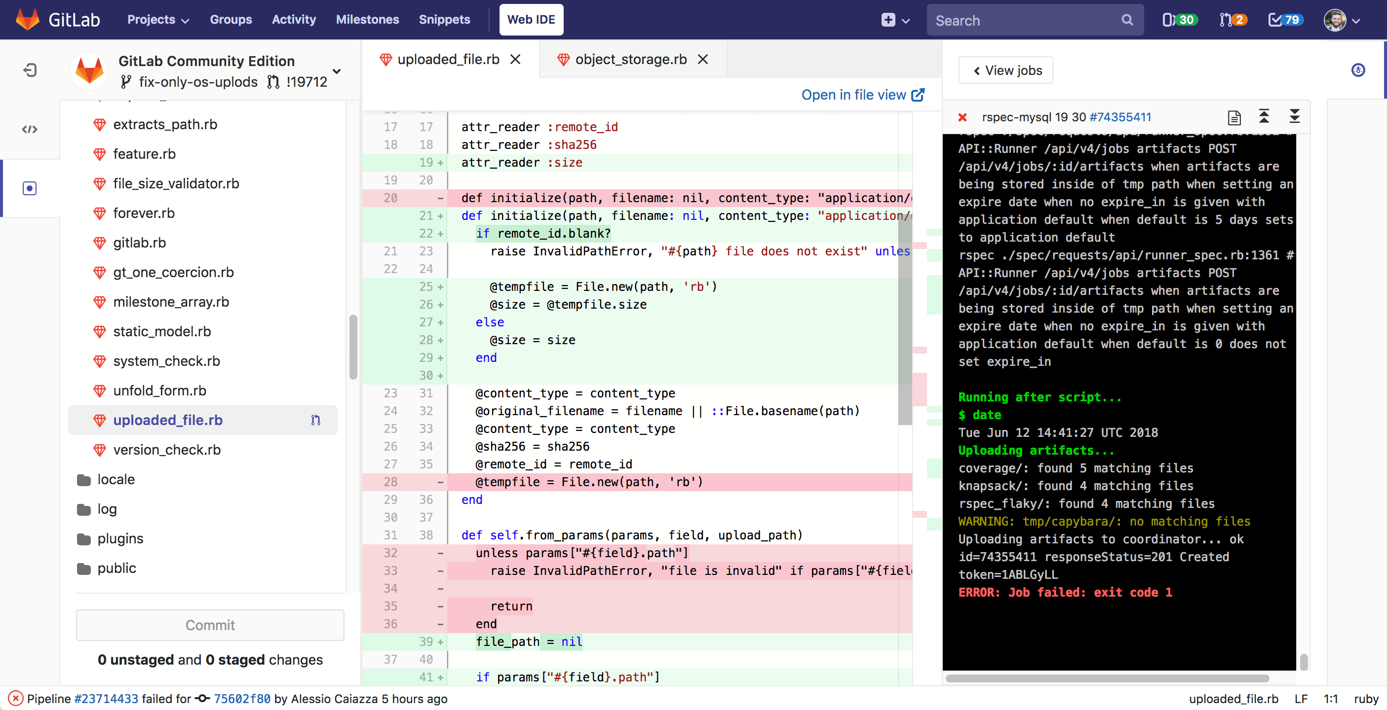 Web IDE中的CI / CD管道状态和作业跟踪