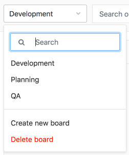 Search filter box for issue board navigation