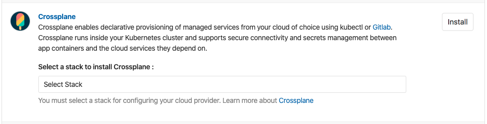 Crossplane support in GitLab Managed Apps
