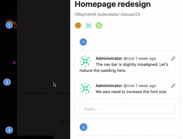 Visually highlight design comment pins so you can follow the discussion