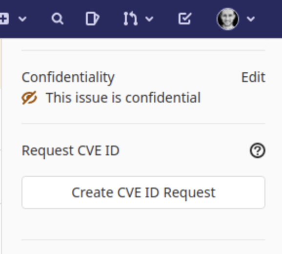Request a CVE ID from the GitLab UI