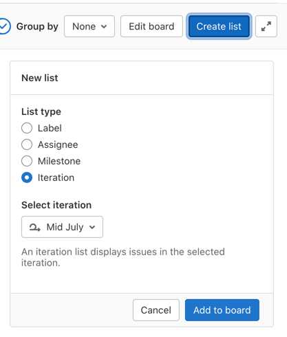 Add iteration lists in Boards
