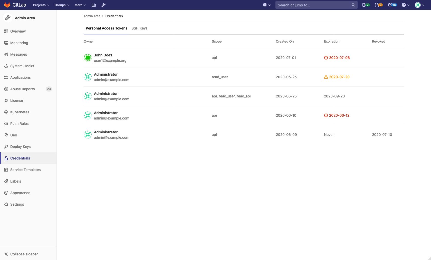 Gitlab access token