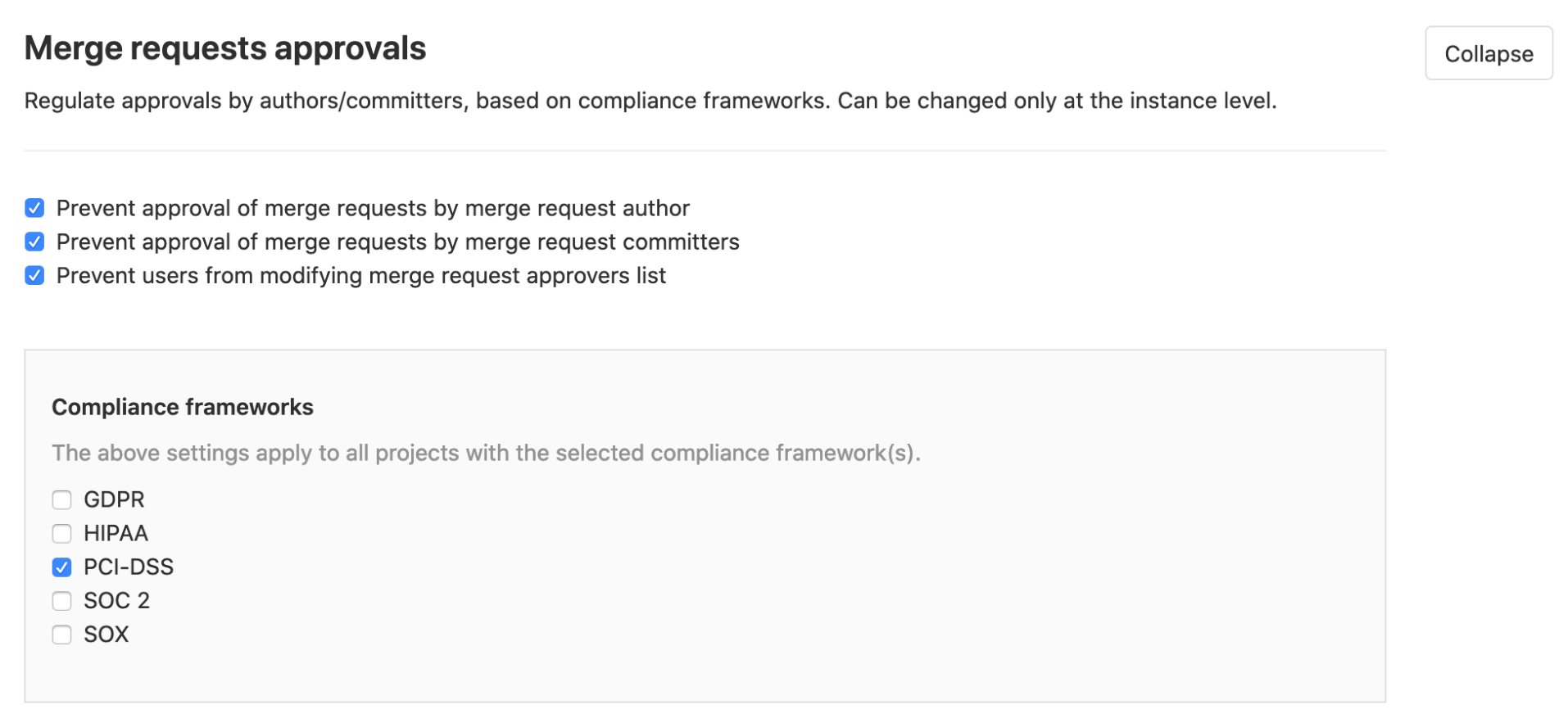 Scope instance-level merge request settings to compliance-labeled projects