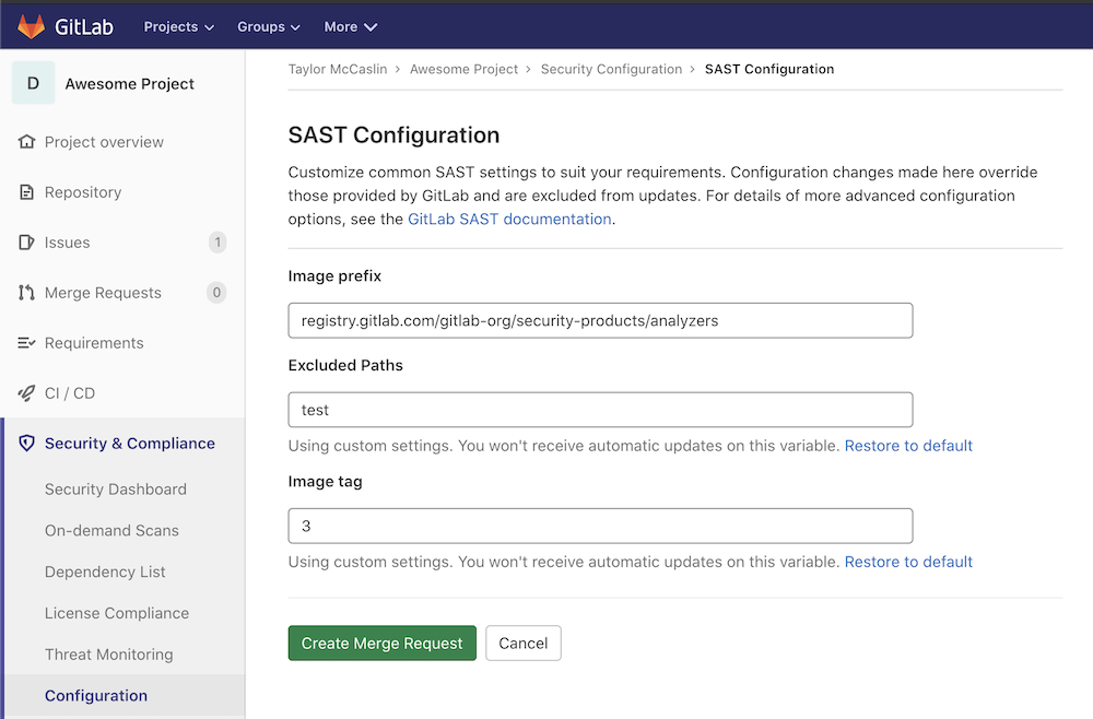 Guided SAST configuration experience