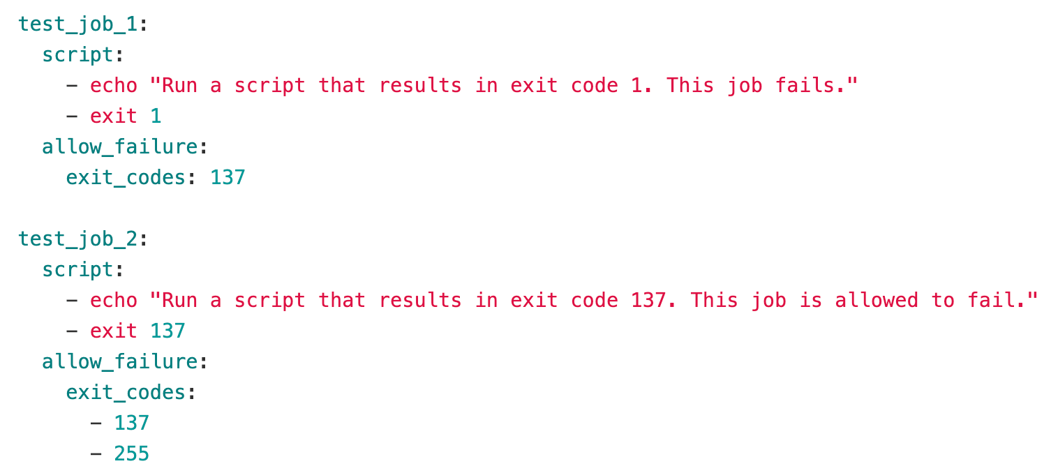 Control job status using exit codes
