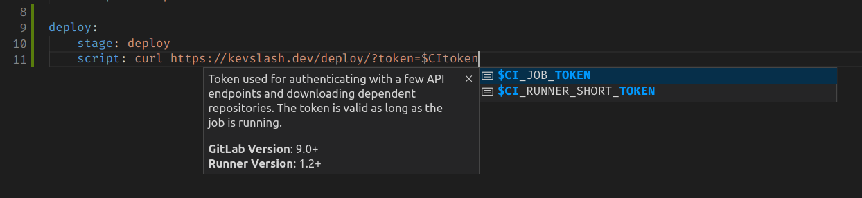 Autocomplete GitLab CI Variables in VS Code