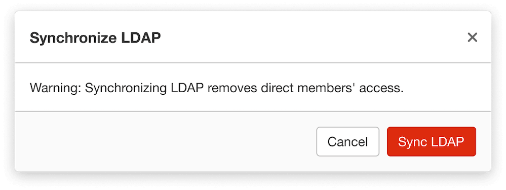 LDAP synchronization warning before external users lose access