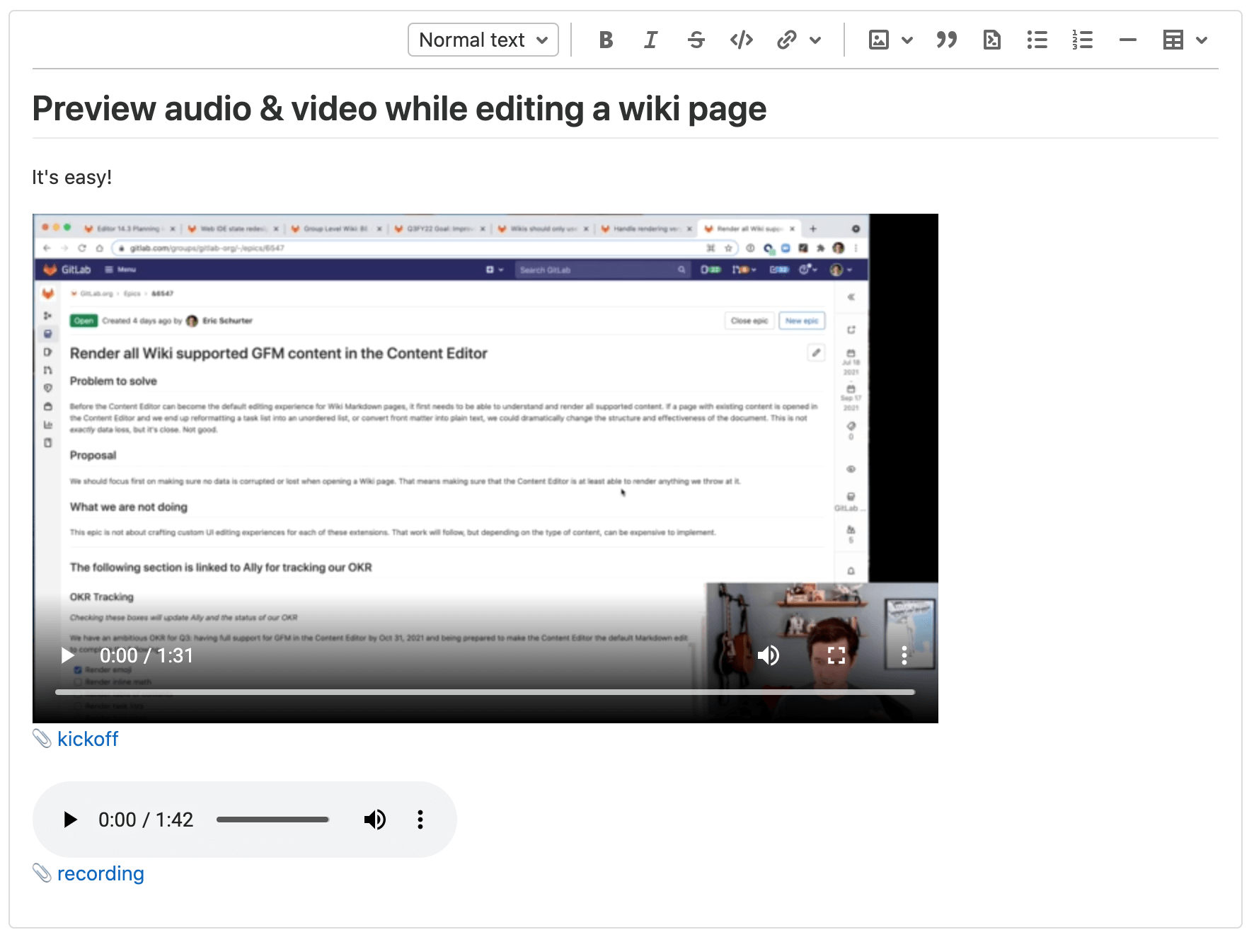 Preview multimedia in the new Wiki editor