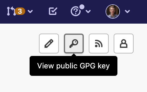 GPG key displayed on a user's profile page
