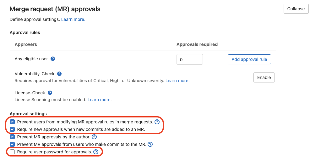 Audit events for merge request approval setting changes
