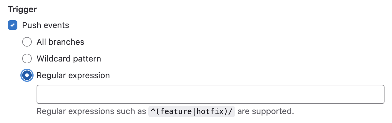 Webhook push events support regular expressions
