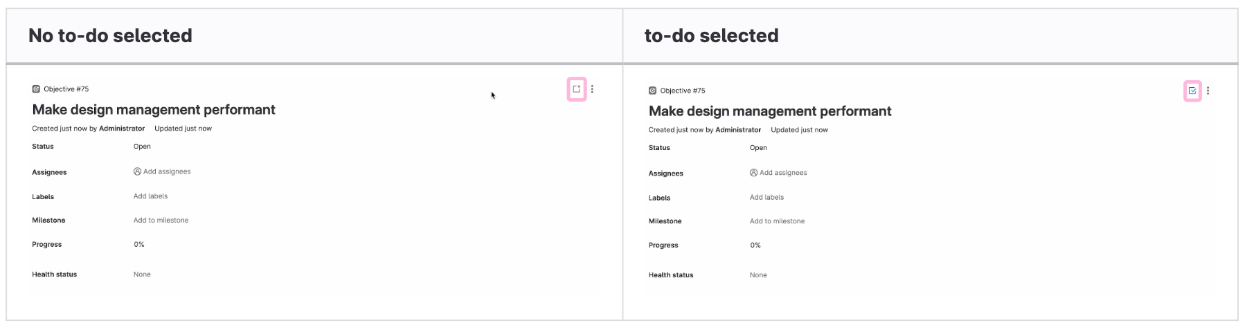 Add or resolve to-do items on tasks, objectives, and key results