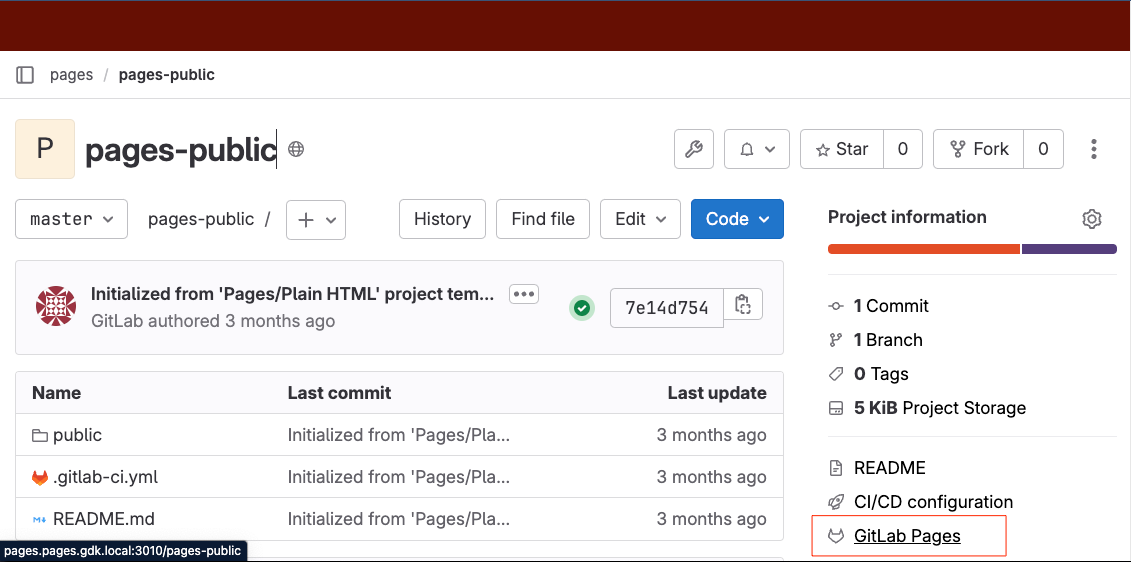Improved GitLab Pages visibility in sidebar