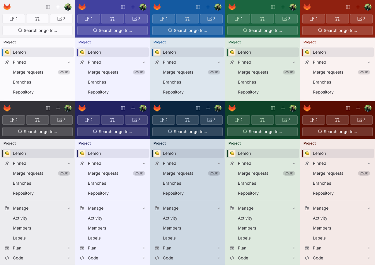 New navigation has color themes available