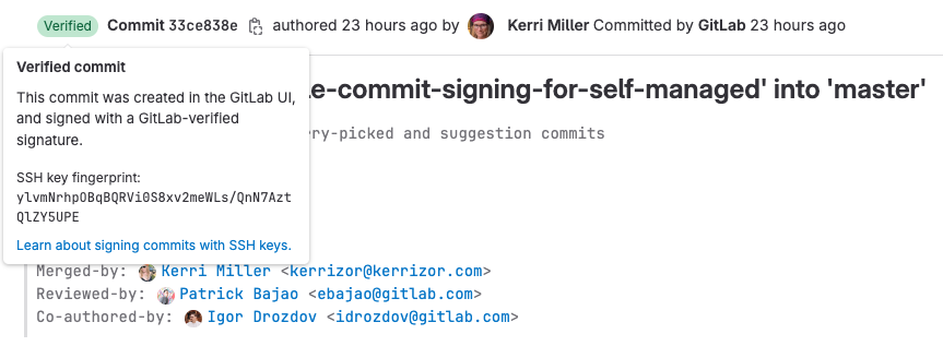 Commit signing for GitLab UI commits