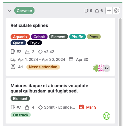 Milestones and iterations visible on issue boards