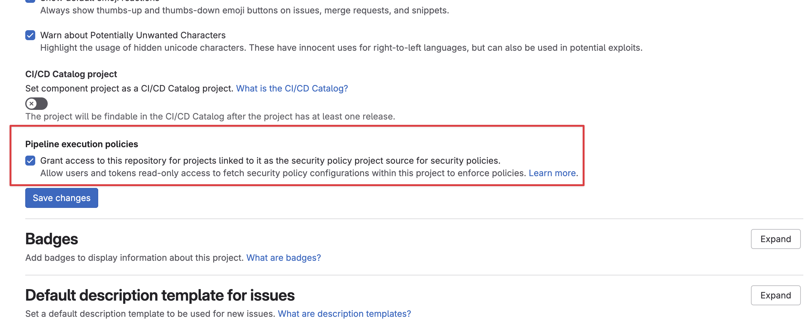 Grant read access to pipeline execution YAML files in projects linked to security policies