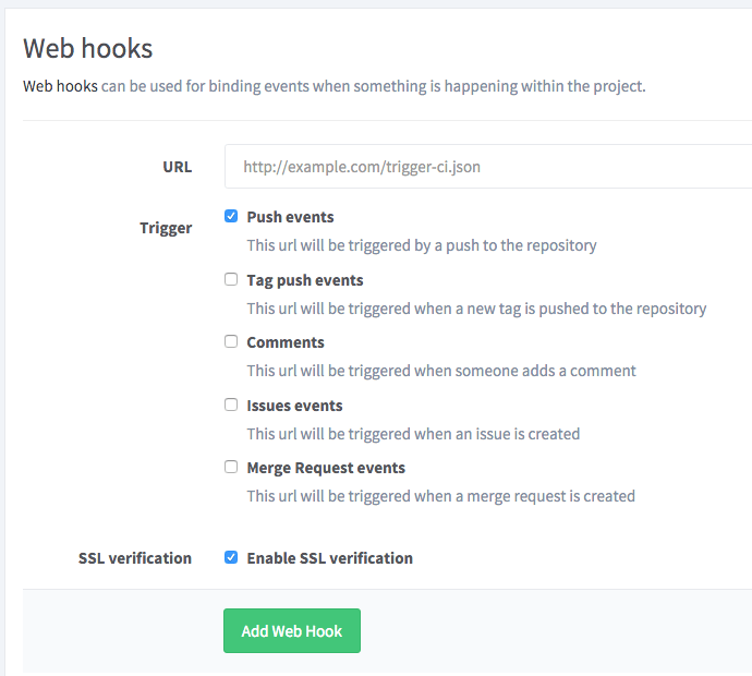 Configure SSL verification of Web Hooks