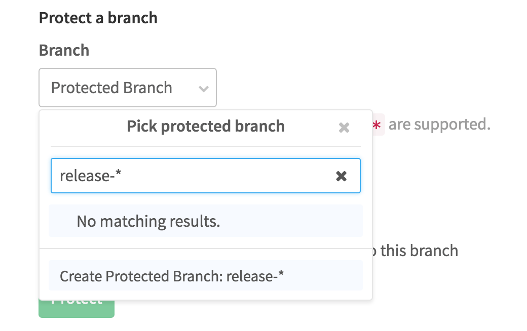 Wildcard Branch Protection in GitLab 8.10