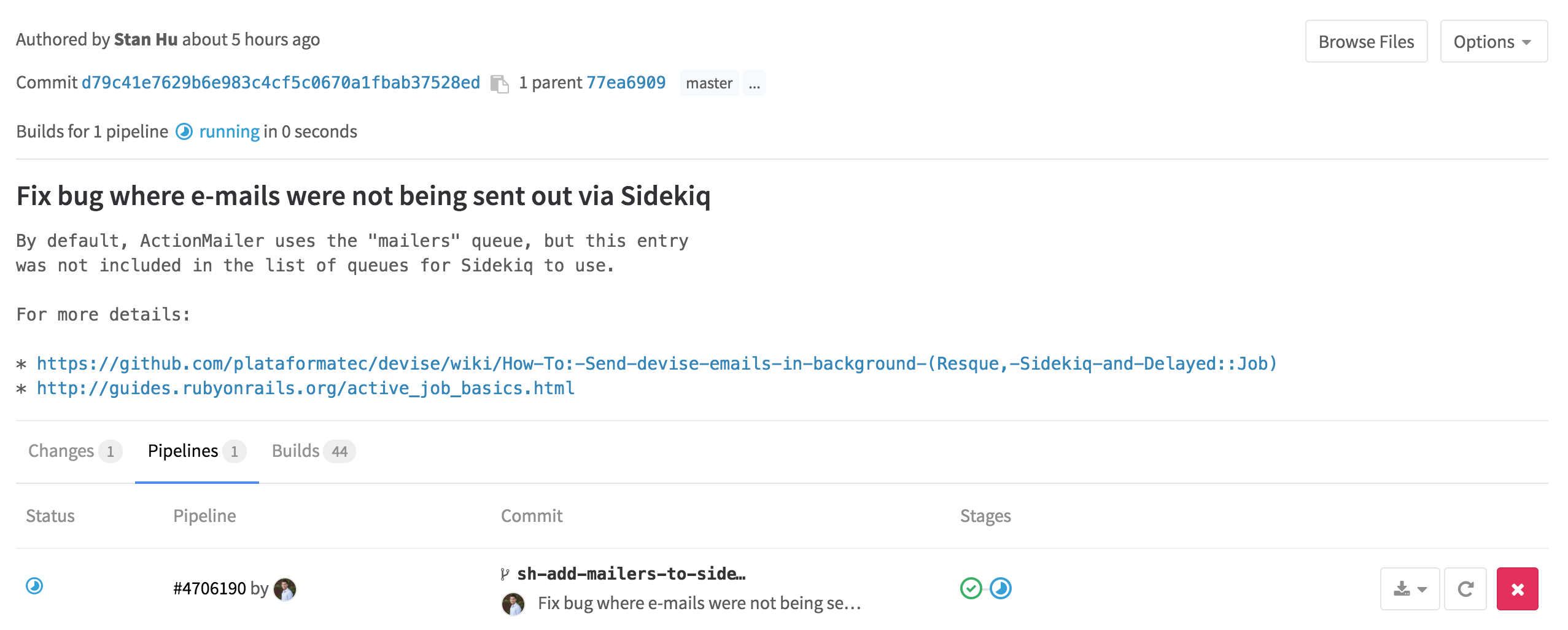 Блог 13s. GITLAB Changelog. No builds found for this commit.