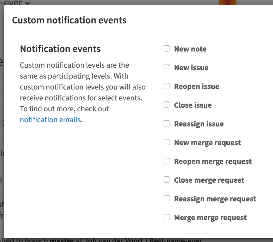 Custom notification level in GitLab 8.9