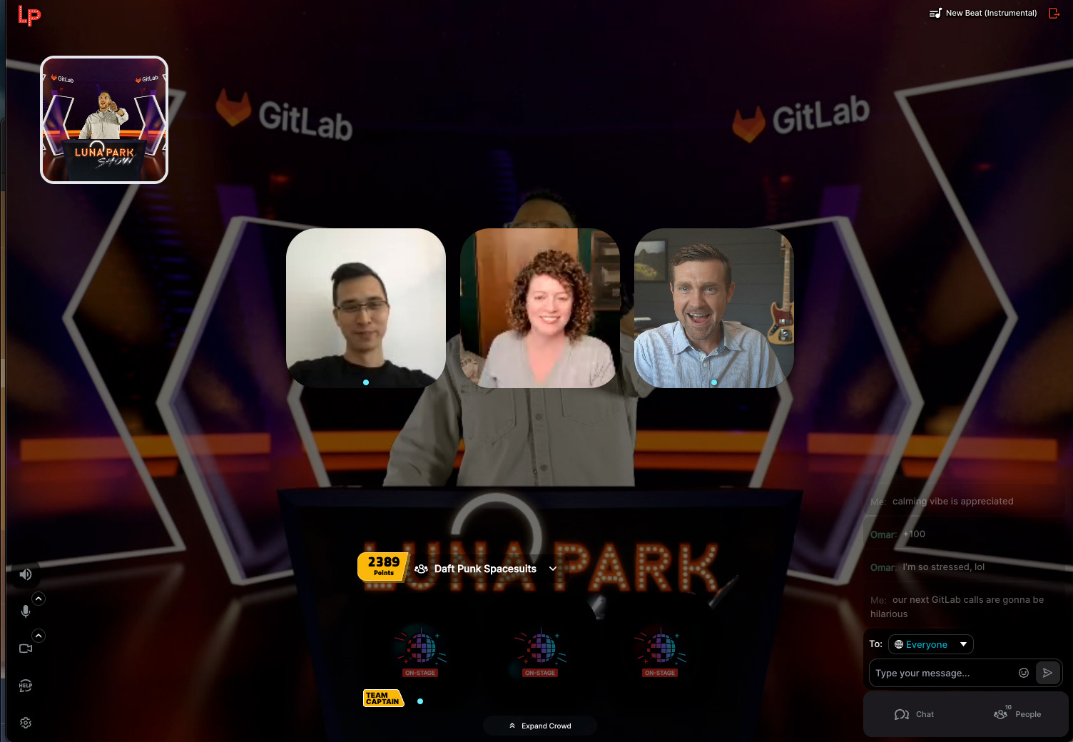 GitLab team in Luna Park live game show