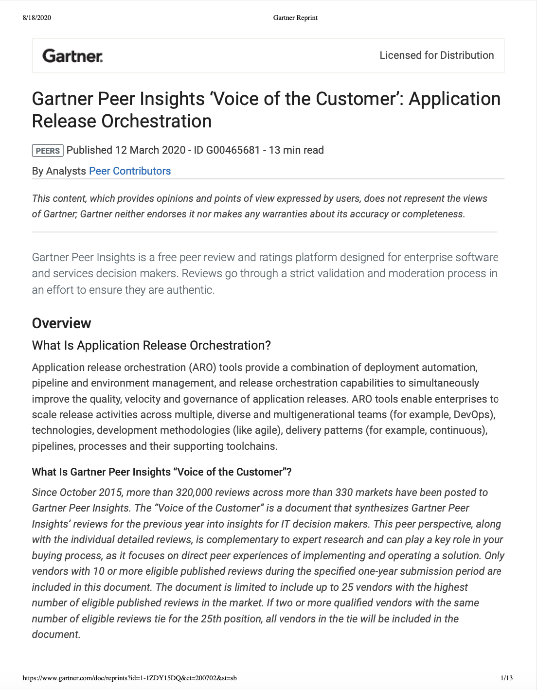 Gartner VoTC2020