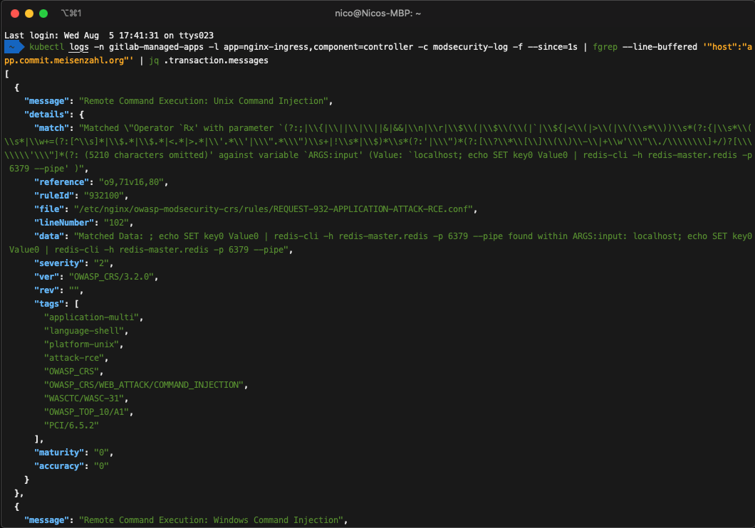 Web Application Firewall logs