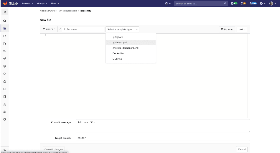 pick yml as file template