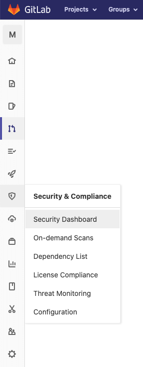 navigate to the security dashboard
