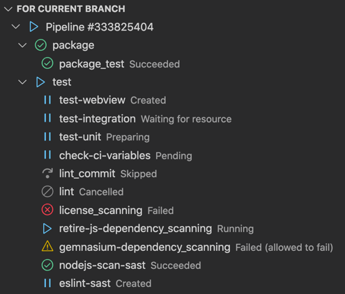 VS Code status bar