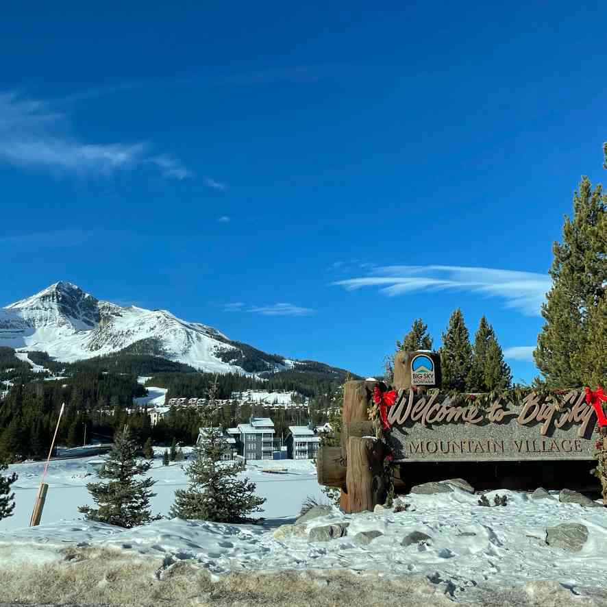 Welcome sign to Big Sky, Montana