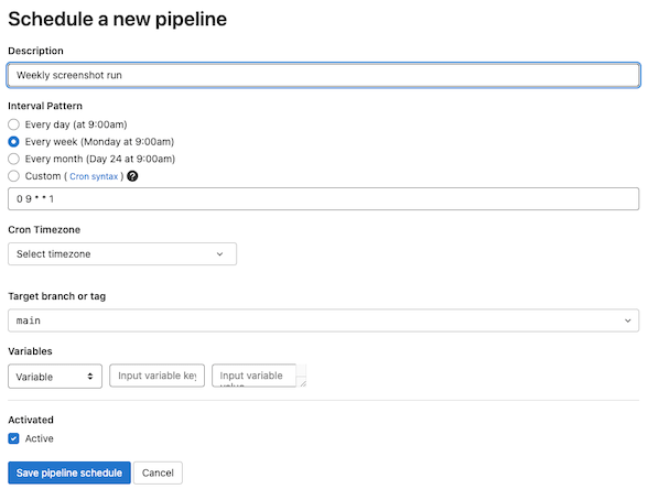 Creating a CI schedule