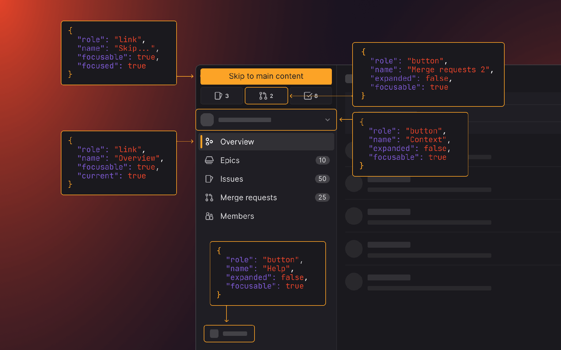 Navigation dashboard