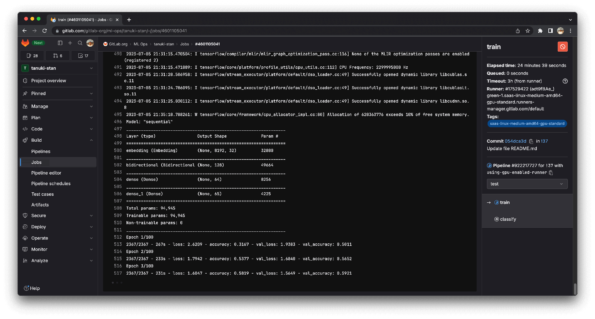 TensorFlow train