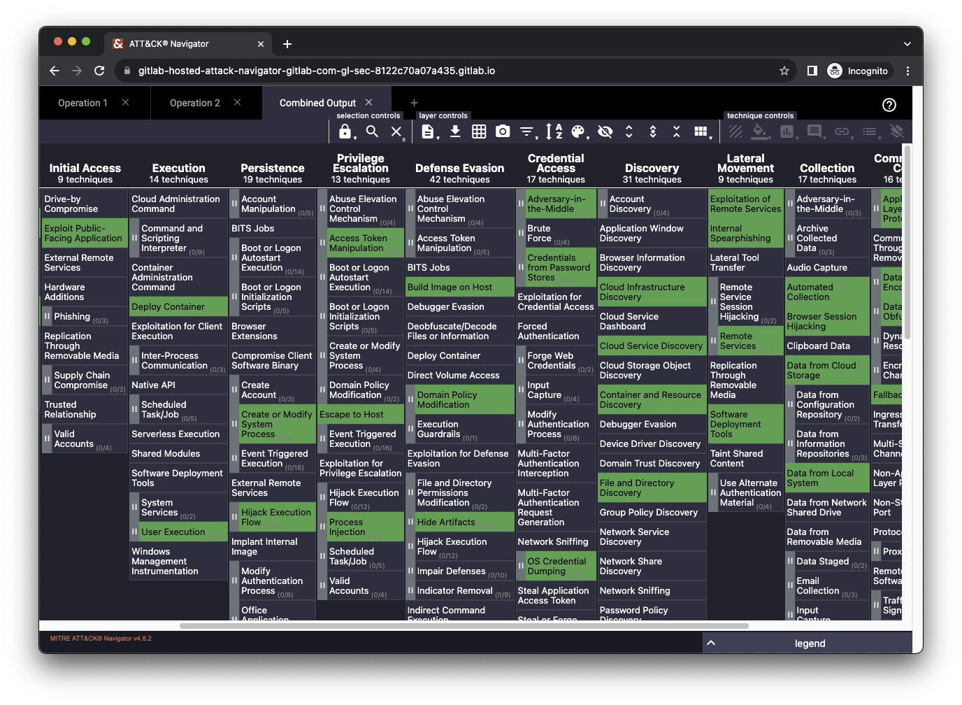 Image showing ATT&CK Navigator deployed from example project