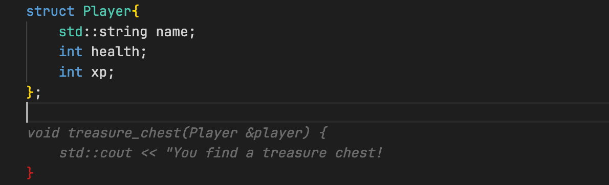 adventure.cpp - Code Suggestions provides a suggestion for creating functions to hunt for treasure.