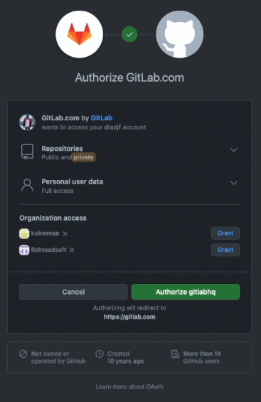 GitHub authorization app