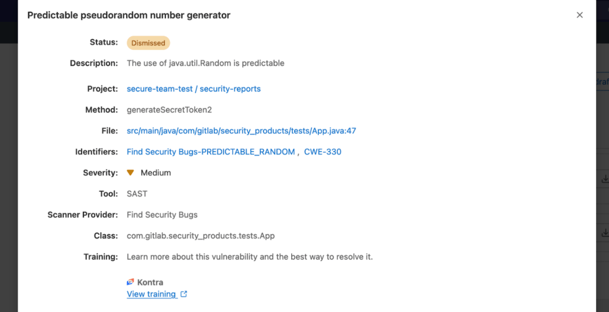 Kontra predictable pseudorandom number generator