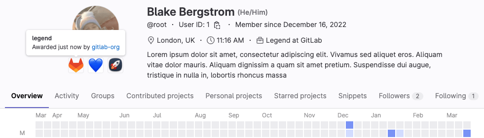 Achievements on a GitLab user profile