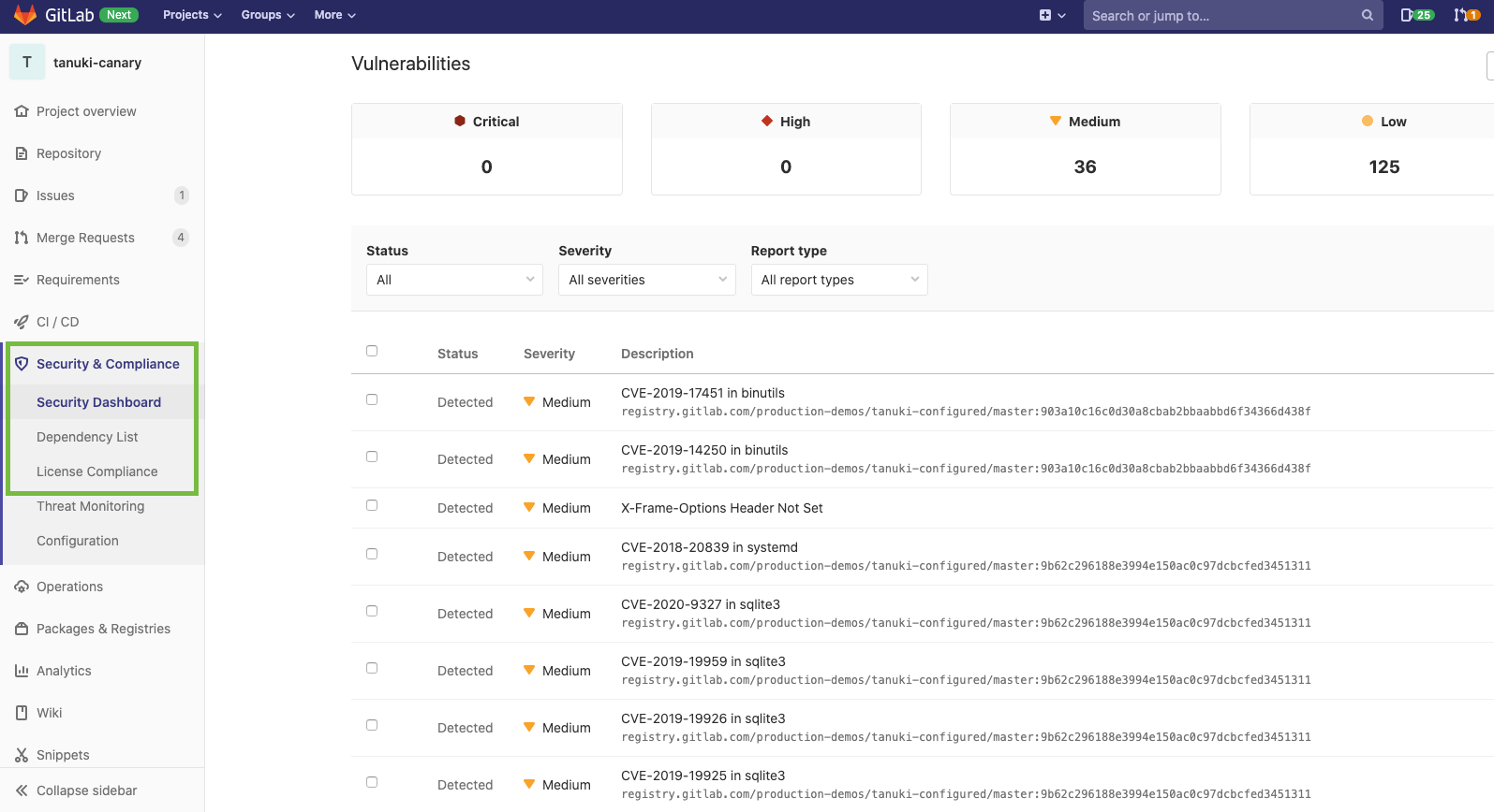 GitLab scans