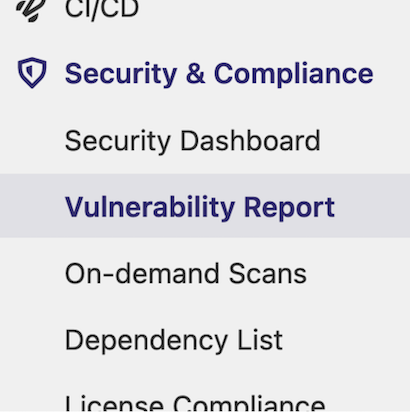 GitLab Security and Compliance Menu