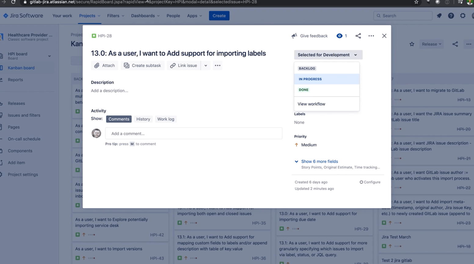 Issue View in Jira
